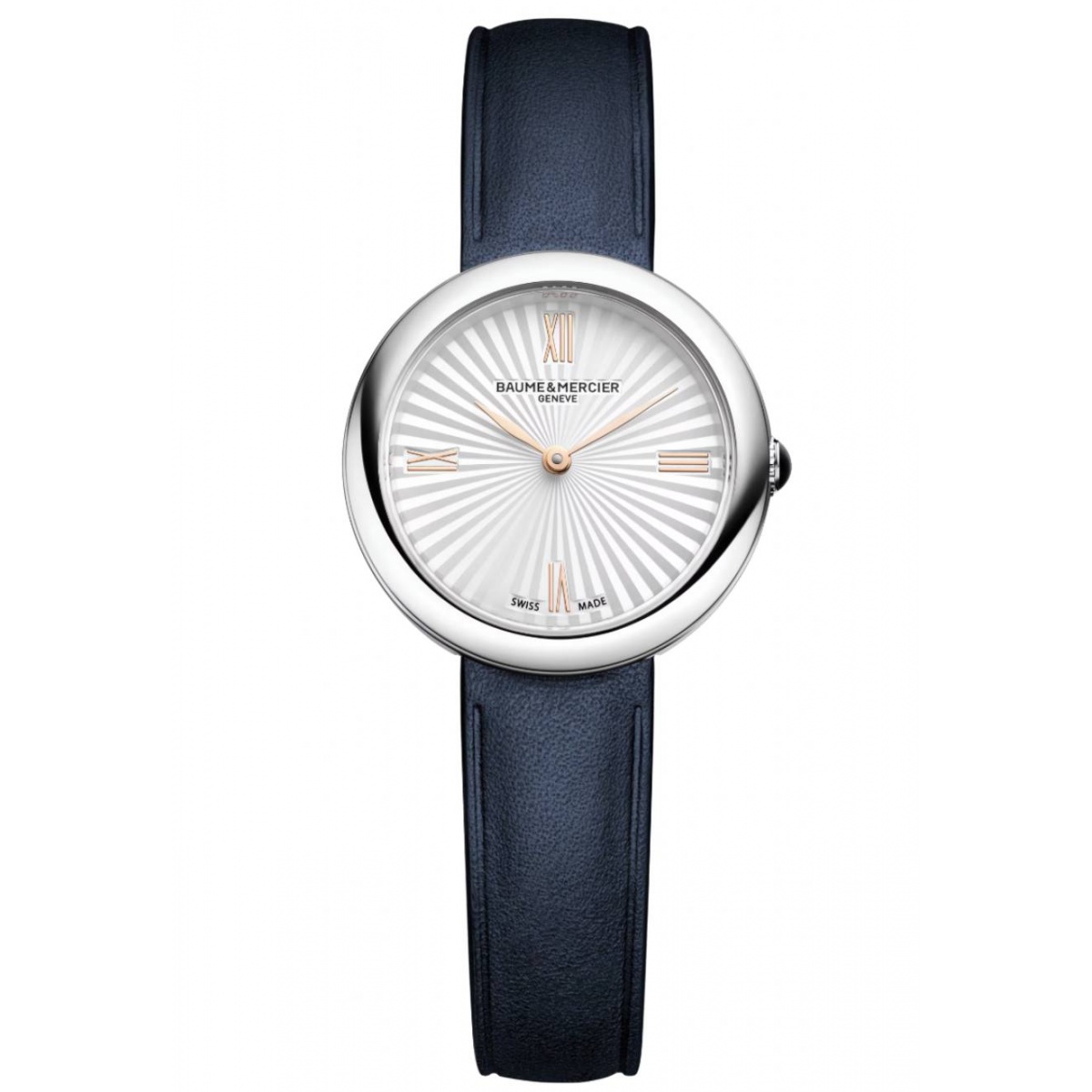 Joia de Baume & Mercier 10847 Cuarzo ∅28 mm - 50 M, Esfera plateada, correa azul