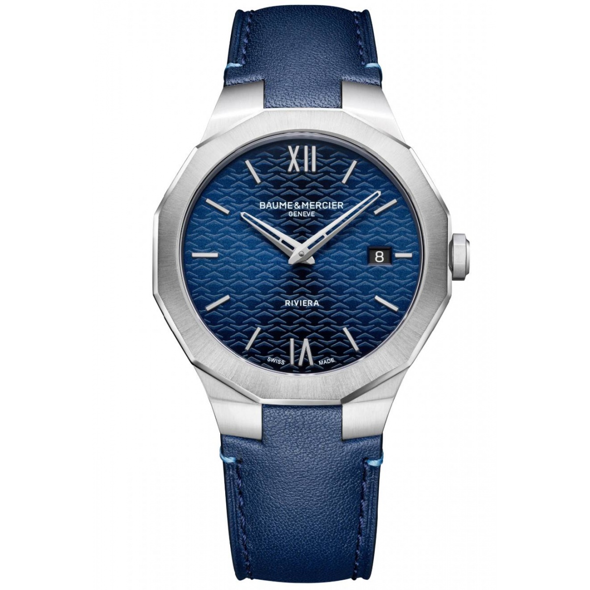 Baume & Mercier Riviera 10846 Cuarzo, Fecha ∅39 mm - 50 M, Esfera azul, correa de piel azul