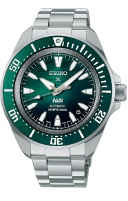 Seiko PProspex Samurai Diver 41,7 PADI verde ∅41,7 mm - 200M, Esfera verde, brazalete de acero