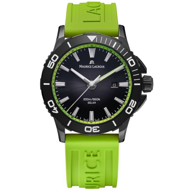 Maurice Lacroix PONTOS S Diver Solar 41mm Special Ed ∅41 mm - 200 M, Esfera negra, caucho amarillo