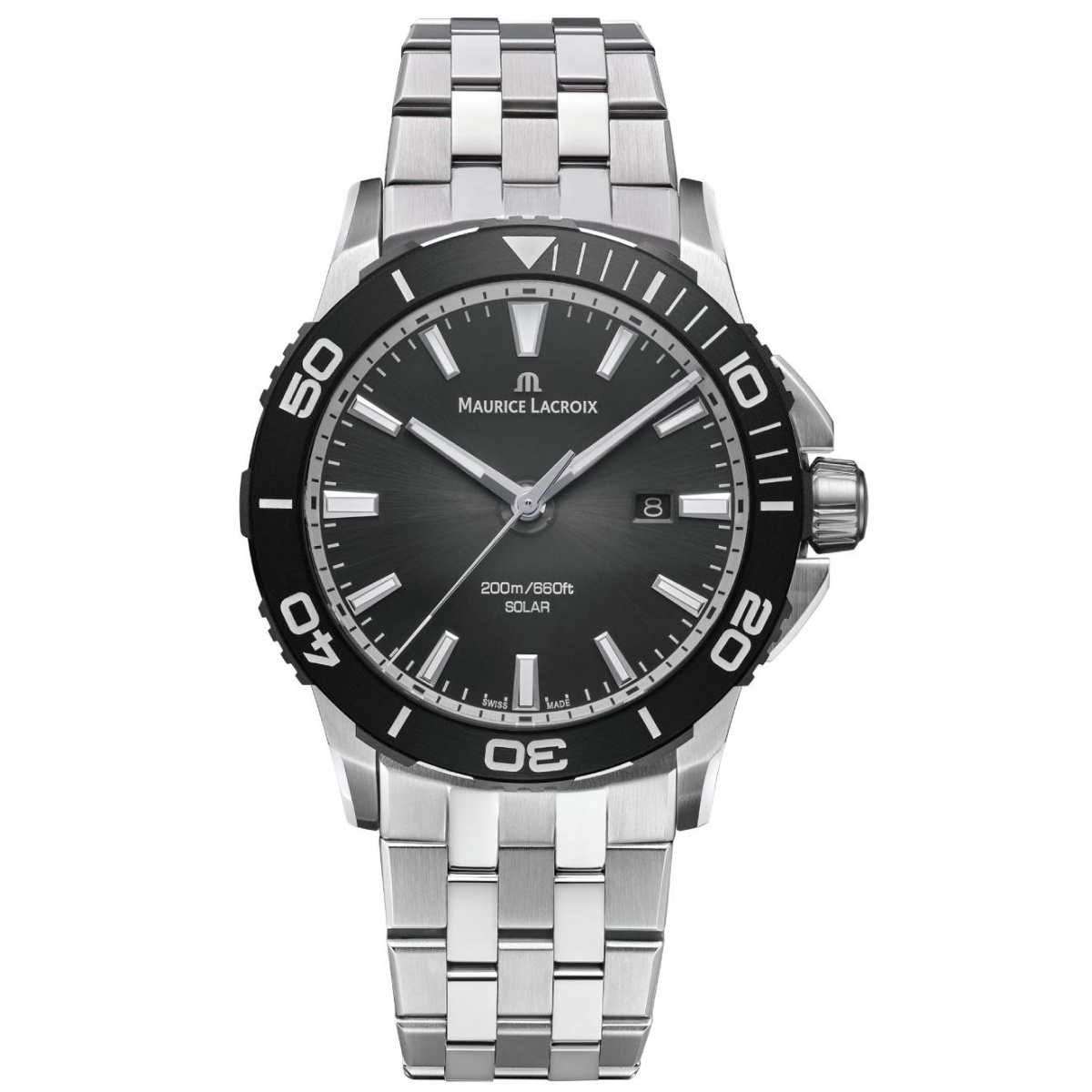 Maurice Lacroix PONTOS S Diver Solar 41mm ∅41 mm - 200 M, Esfera negra, brazalete de acero