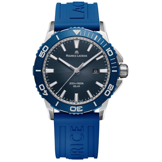 Maurice Lacroix PONTOS S Diver Solar 41mm ∅41 mm - 200 M, Esfera azul, caucho azul