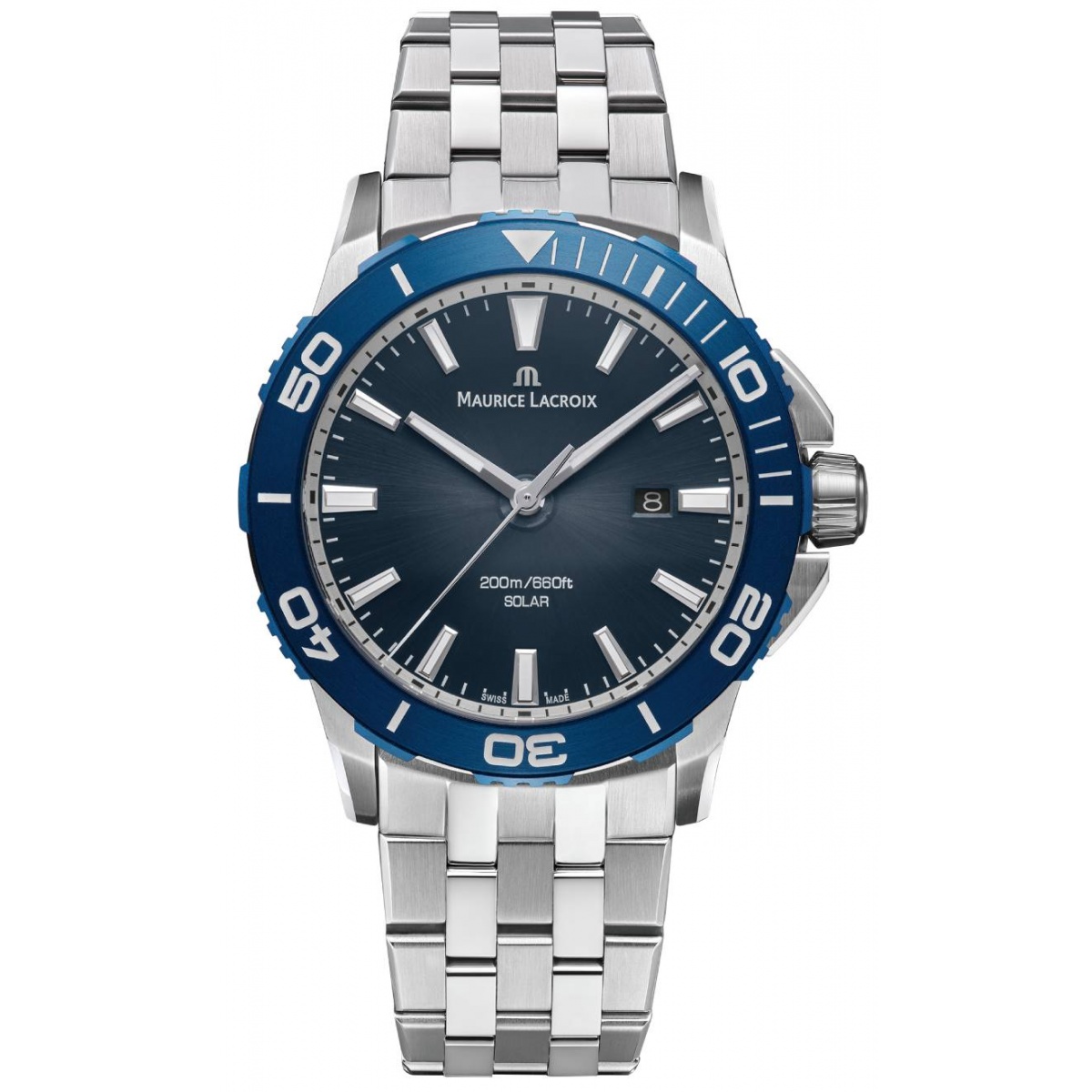Maurice Lacroix PONTOS S Diver Solar 41mm ∅41 mm - 200 M, Esfera azul, brazalete de acero