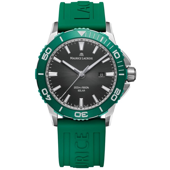 Maurice Lacroix PONTOS S Diver Solar 41mm ∅41 mm - 200 M, Esfera negra, caucho verde