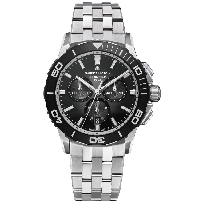 Maurice Lacroix PONTOS S Diver Chrono Solar 41mm ∅41 mm - 200 M, Esfera negra, brazalete de acero