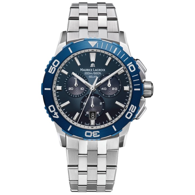 Maurice Lacroix PONTOS S Diver Chrono Solar 41mm ∅41 mm - 200 M, Esfera azul, brazalete de acero