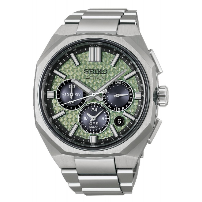 Seiko Astron GPS Solar 5X63 Crystal Green E.L. ∅43,4 mm - 100M, Esfera verde, brazalete de titanio
