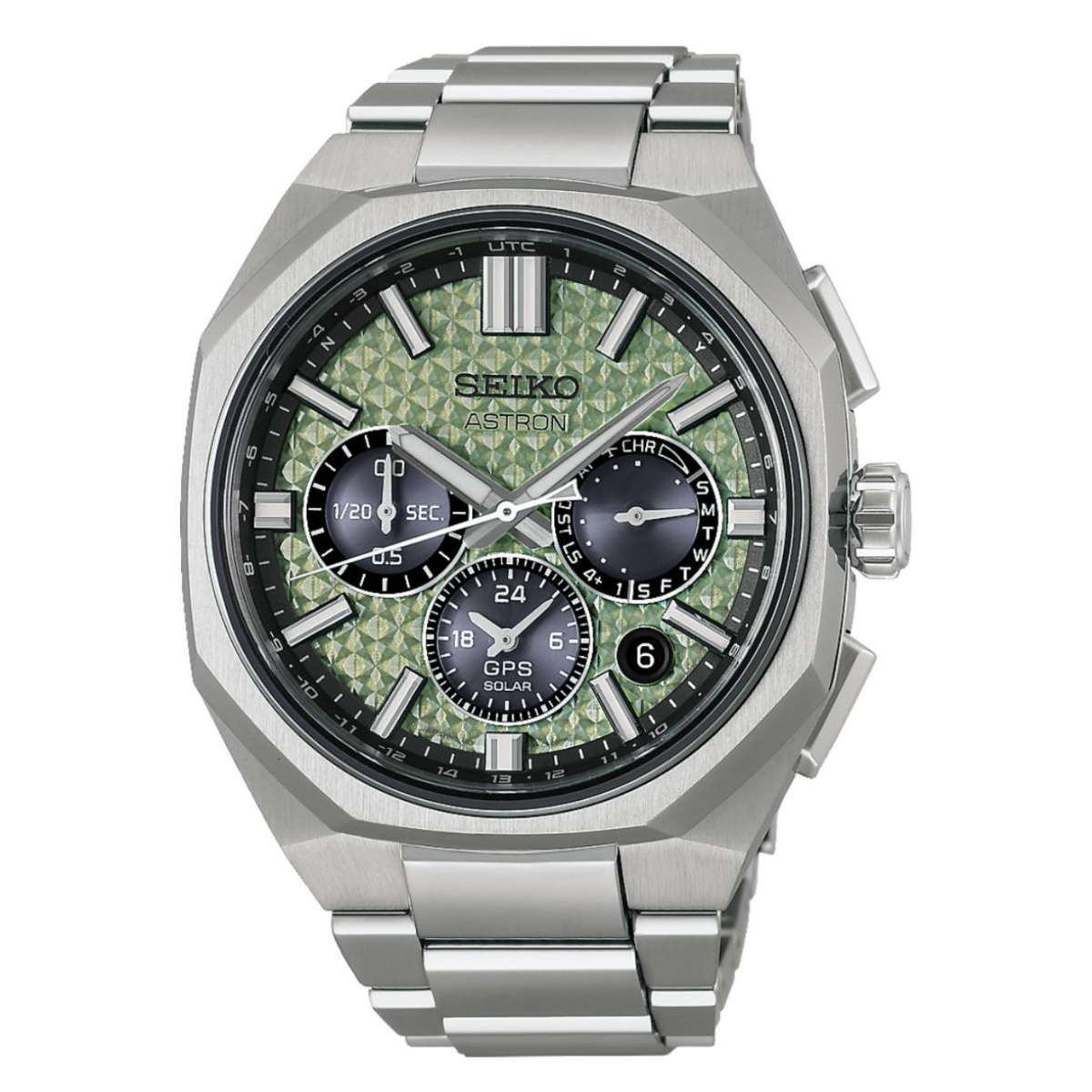 Seiko Astron GPS Solar 5X63 Crystal Green E.L. ∅43,4 mm - 100M, Esfera verde, brazalete de titanio