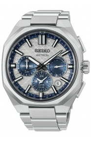 Seiko Astron GPS Solar 5X63 Crono 145º EL ∅43,4 mm - 100M, Esfera plateada y azul, brazalete de titanio