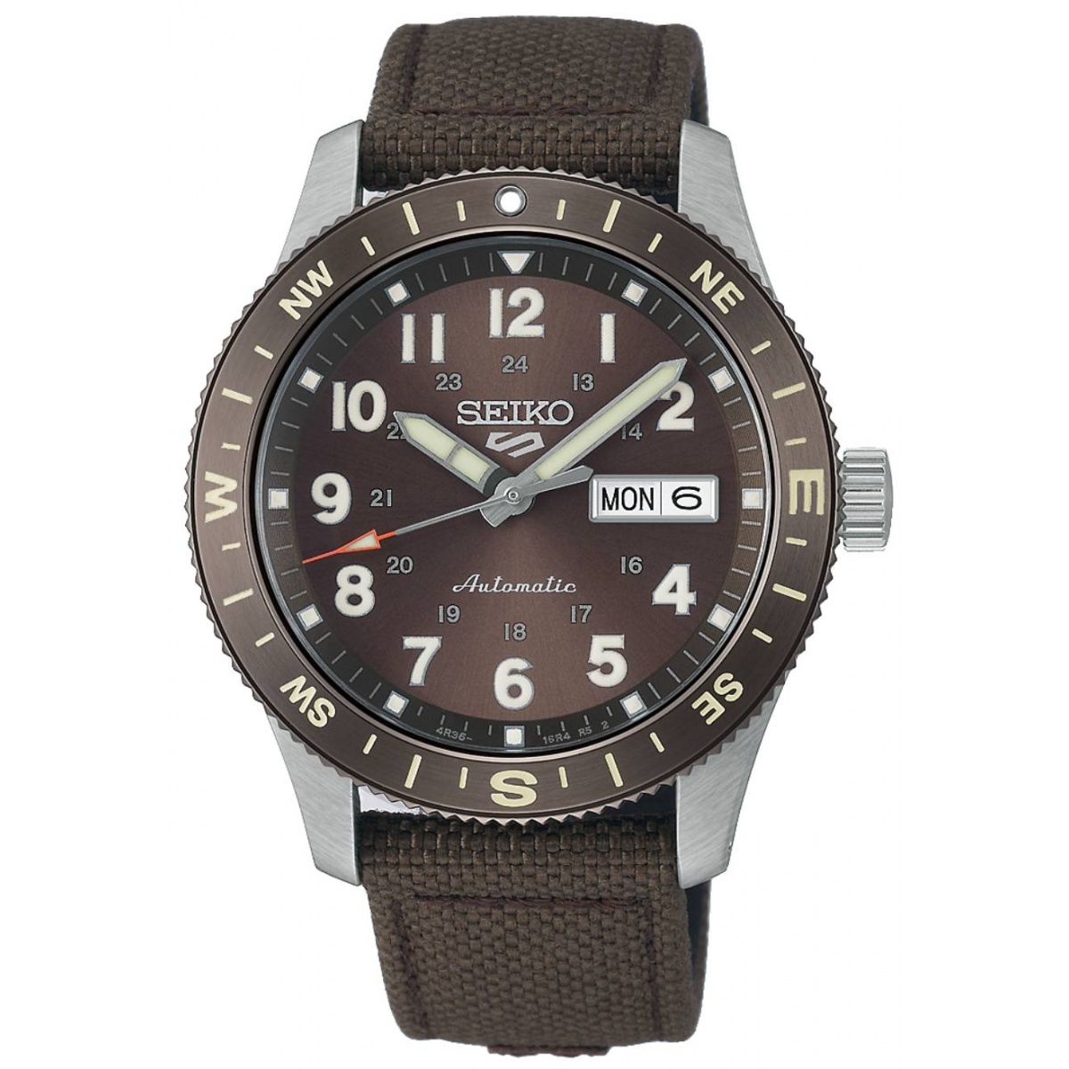 Seiko 5 Sports Field 41 mm Nylon Esfera Marrón ∅41 mm - 100M, Esfera marrón, correa marrón
