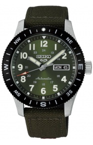 Seiko 5 Sports Field 41 mm Nylon Esfera Caqui ∅41 mm - 100M, Esfera caqui, correa de nylon verde