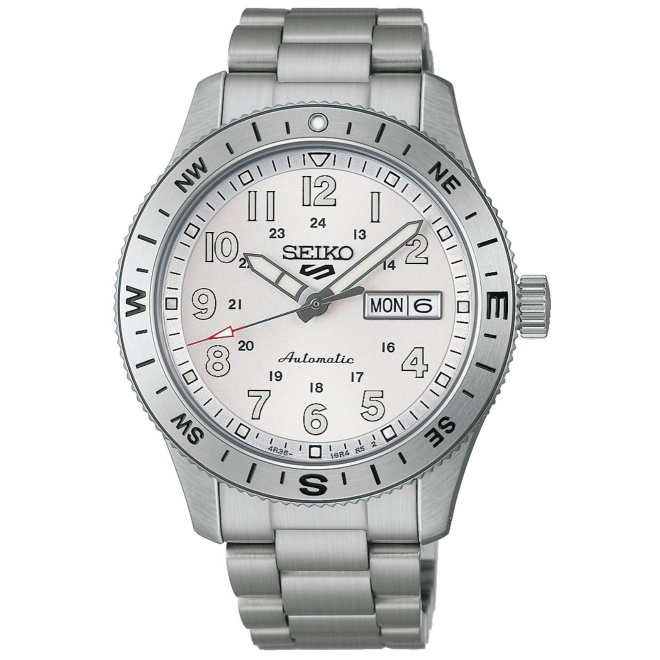Seiko 5 Sports Field 41 mm Acero Esfera Blanca ∅41 mm - 100M, Esfera blanca, brazalete de acero