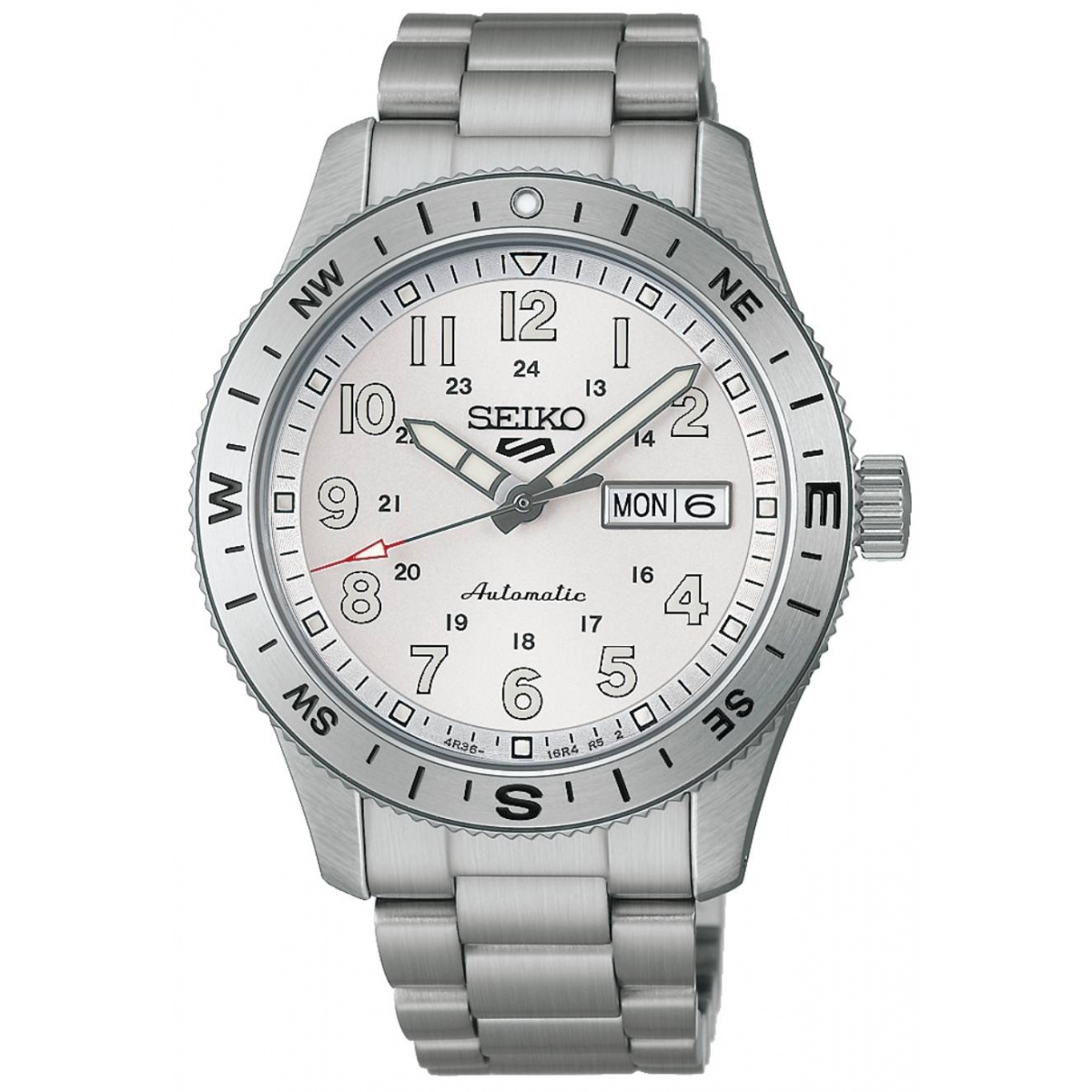Seiko 5 Sports Field 41 mm Acero Esfera Blanca ∅41 mm - 100M, Esfera blanca, brazalete de acero