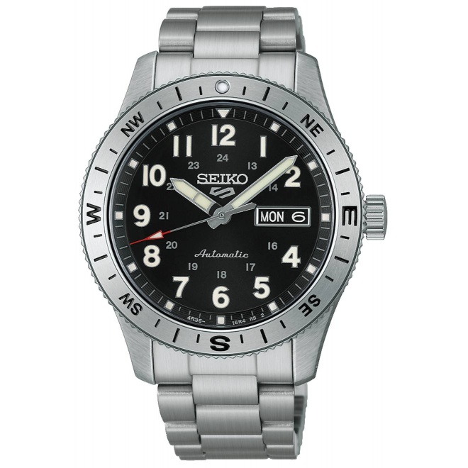 Seiko 5 Sports Field 41 mm Acero Esfera Negra ∅41 mm - 100M, Esfera negra, brazalete de acero