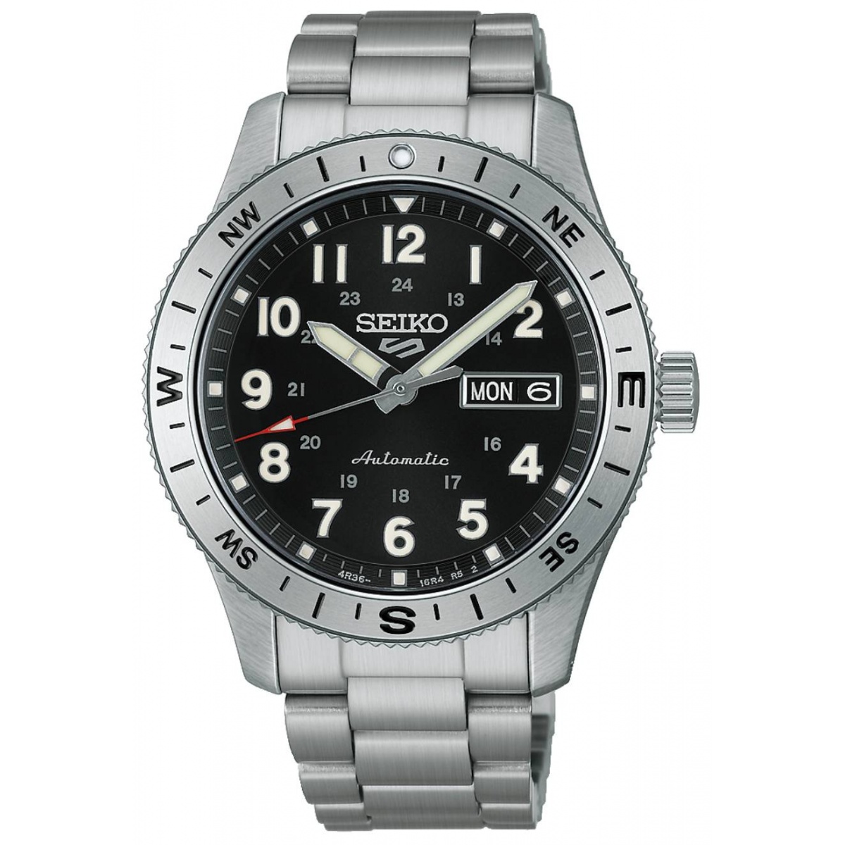 Seiko 5 Sports Field 41 mm Acero Esfera Negra ∅41 mm - 100M, Esfera negra, brazalete de acero