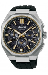 Seiko Astron Solar 5X63 Crono Silicona Gris ∅43,4 mm - 100M, Esfera negra, brazalete de caucho