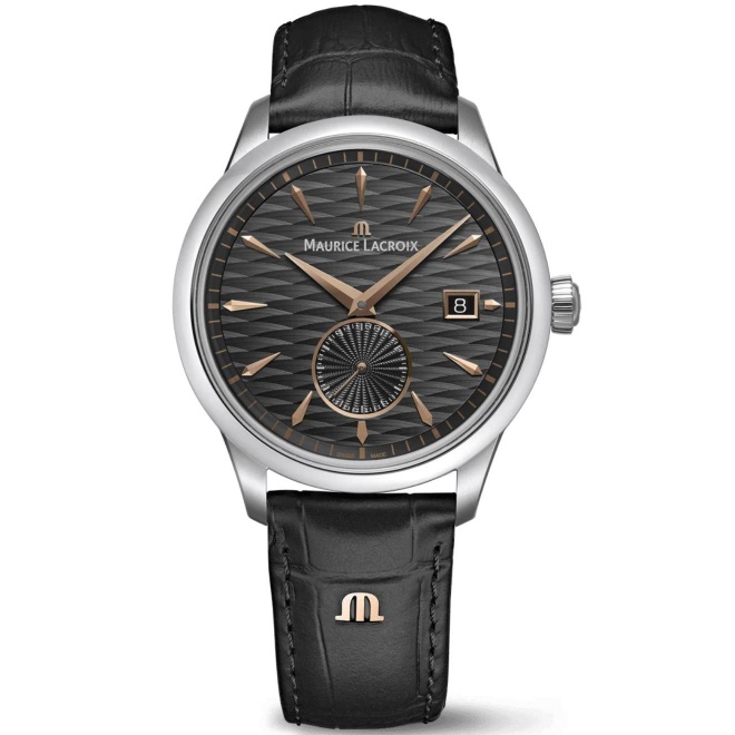Maurice Lacroix 1975 Legacy ∅39 mm - 5 ATM, Esfera negra, correa de piel negra