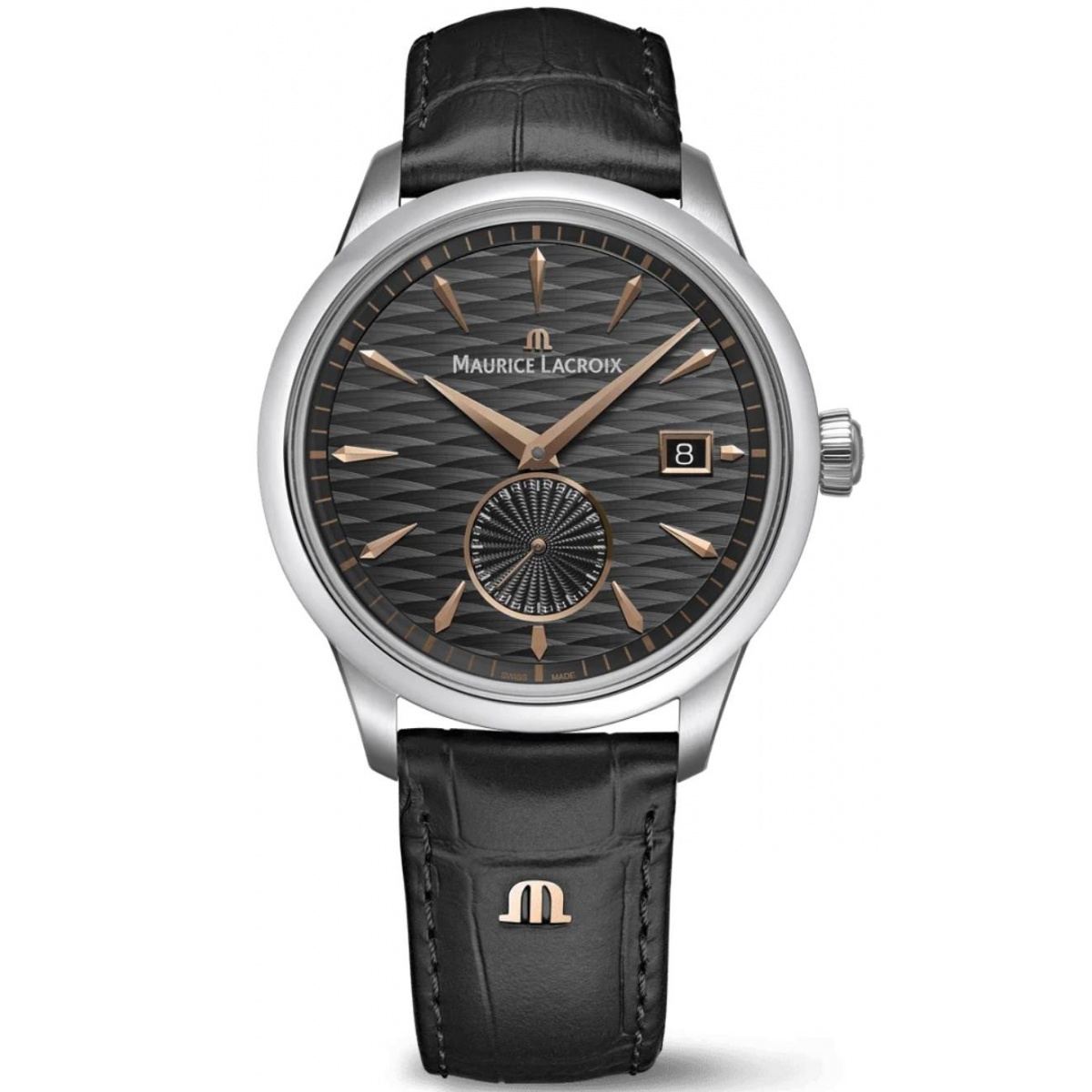 Maurice Lacroix 1975 Legacy ∅39 mm - 5 ATM, Esfera negra, correa de piel negra
