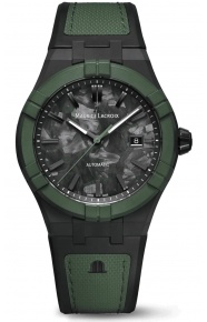 Maurice Lacroix Aikon-IC Frozen Carbon ∅43 mm - 10 ATM, Esfera negra y verde, titanio, caucho.