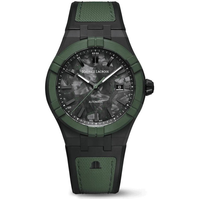 Maurice Lacroix Aikon-IC Frozen Carbon ∅43 mm - 10 ATM, Esfera negra y verde, titanio, caucho.