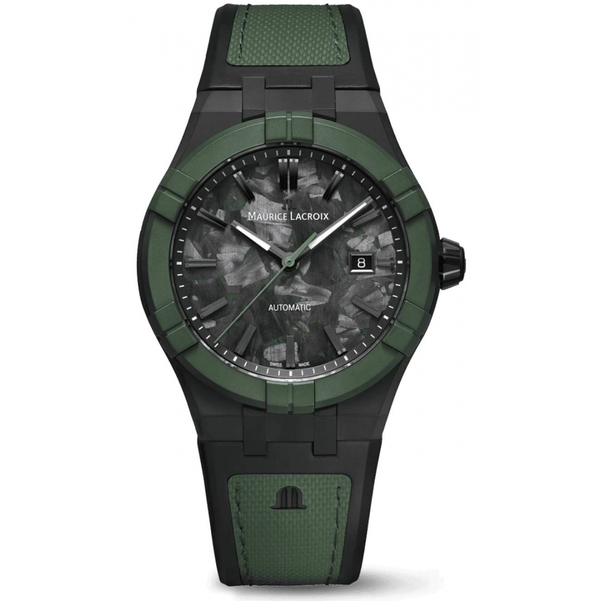 Maurice Lacroix Aikon-IC Frozen Carbon ∅43 mm - 10 ATM, Esfera negra y verde, titanio, caucho.