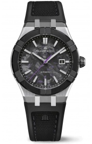 Maurice Lacroix Aikon-IC Frozen Carbon ∅43 mm - 10 ATM, Esfera negra y violeta, caucho.