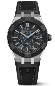 Maurice Lacroix Aikon-IC Frozen Carbon ∅43 mm - 10 ATM, Esfera negra y azul, caucho.