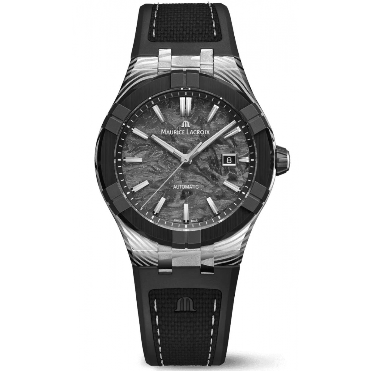 Maurice Lacroix Aikon-IC Frozen Carbon ∅43 mm - 10 ATM, Esfera negra, caucho.
