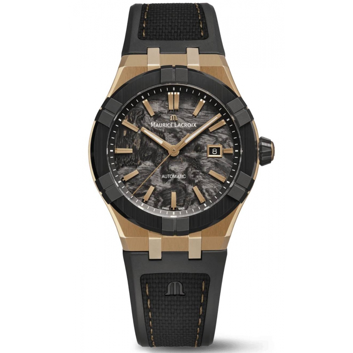Maurice Lacroix Aikon-IC Frozen Carbon ∅43 mm - 10 ATM, Esfera negr, bronce, caucho.- Edición Limitada