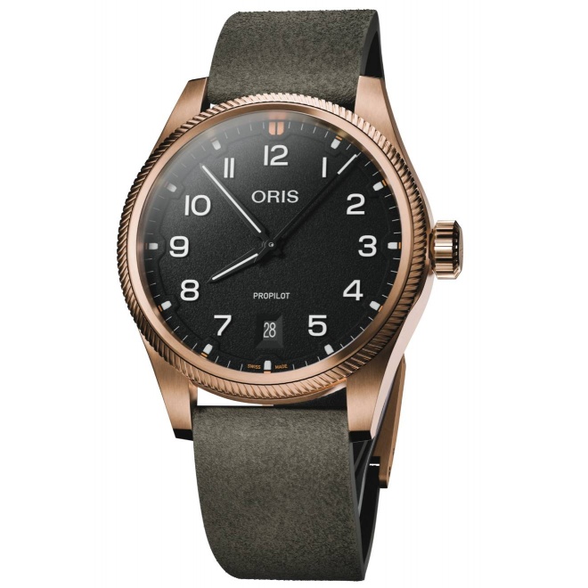 Oris ProPilot Bronze ∅41 mm - 10 BAR, Esfera negra, correa de piel