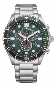 Citizen Chrono Sporty-Aqua ∅43 mm - 10 ATM, Esfera verde, brazalete de acero