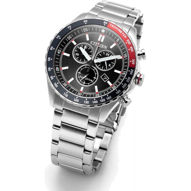 Citizen Chrono Sporty ∅43 mm - 10 ATM, Esfera negra, brazalete de acero