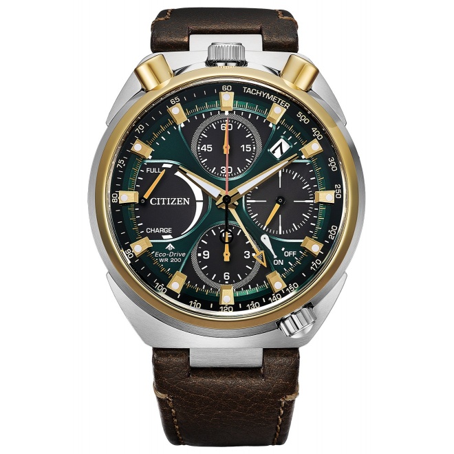 Citizen Tsuno Chrono Eco Drive 50 aniversario Limited Edition ∅44,5 mm - 20 ATM, Esfera verde, correa de piel