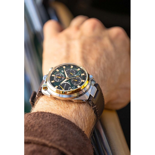 Citizen Tsuno Chrono Eco Drive 50 aniversario Limited Edition ∅44,5 mm - 20 ATM, Esfera verde, correa de piel