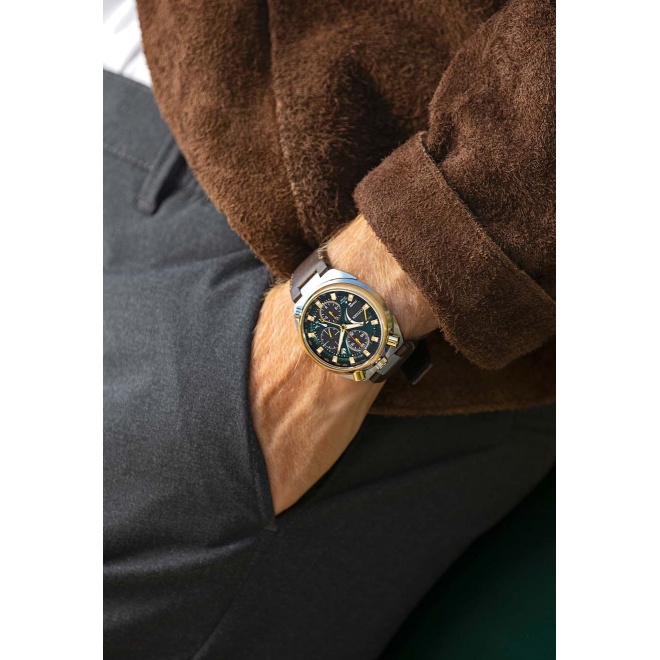 Citizen Tsuno Chrono Eco Drive 50 aniversario Limited Edition ∅44,5 mm - 20 ATM, Esfera verde, correa de piel