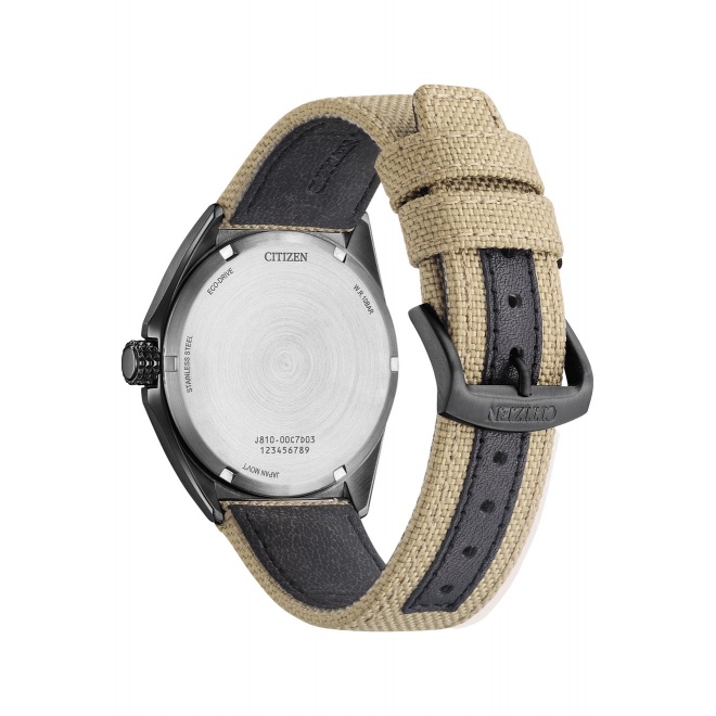 Citizen Military ∅40 mm - 10 ATM, Esfera negra, correa de nylon beige estilo militar