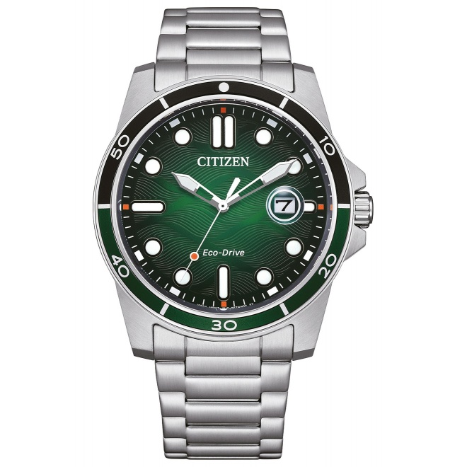 Citizen Marine 1810 ∅41,5 mm - 10 ATM, Esfera verde, brazalete de acero