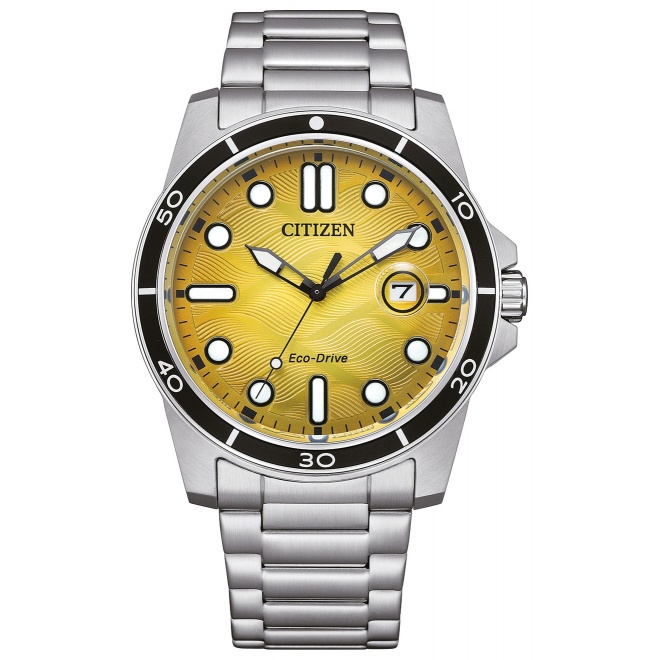 Citizen Marine 1810 ∅41,5 mm - 10 ATM, Esfera amarilla, brazalete de acero