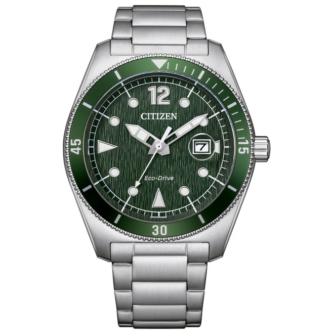 Citizen Marine 188 ∅43 mm - 10 ATM, Esfera verde, brazalete de acero