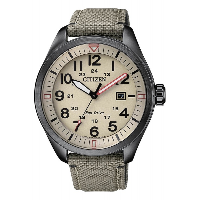 Citizen Caballero 3 agujas - 10 ATM, correa de nylon pespunteada estilo militar
