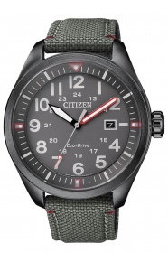 Citizen Caballero 3 agujas - 10 ATM, correa de nylon pespunteada estilo militar