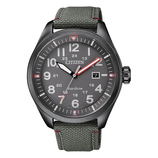 Citizen Caballero 3 agujas - 10 ATM, correa de nylon pespunteada estilo militar