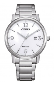 Citizen Eco Drive Pair ∅40 mm - 3 ATM, Esfera blanca, brazalete de acero