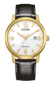 Citizen Eco Drive Pair ∅40 mm - 3 ATM, Esfera blanca, correa de piel