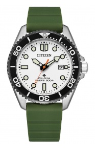 Citizen Diver’s Eco Drive ∅40,55 mm - 20 ATM, Esfera blanca, correa de poliuretano