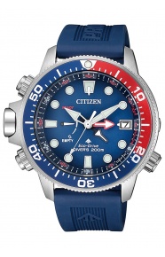 Citizen Aqualand Eco-Drive ∅46,5 mm - 20 ATM, Esfera azul, correa de caucho + brazalete de prolongador