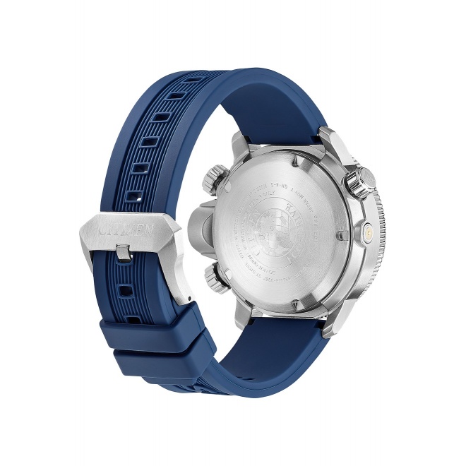 Citizen Aqualand Eco-Drive ∅46,5 mm - 20 ATM, Esfera azul, correa de caucho + brazalete de prolongador