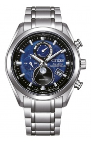 Citizen Tsuki-yomi Moon Phase ∅43 mm - 10 ATM, Esfera azul, brazalete de super titanium duratect sólido