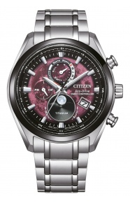 Citizen Tsuki-yomi Moon Phase ∅43 mm - 10 ATM, Esfera roja, brazalete de super titanium duratect sólido