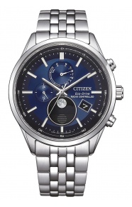 Citizen Tsuki-yomi Moon Phase ∅42 mm - 10 ATM, Esfera azul, brazalete de acero sólido